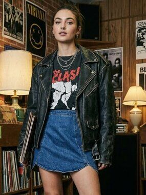 PacSun Tulip Hem Denim Mini Skirt Trendy Casual Y2K 90s Retro Style 4652